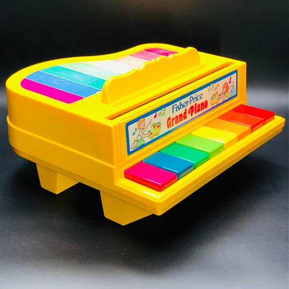 Vintage 1986 FISHER PRICE Grand Piano 8 Pop Up Music Note Rainbow Keys Retro Toy - Picture 2 of 15